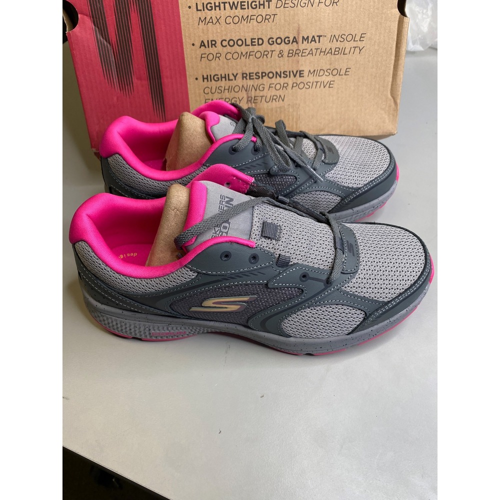 Skechers GOrun Womens 8.5 Grey Pink Running Shoes  GYPK